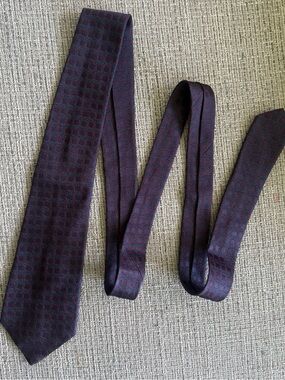 Bottega Veneta Burgundy and Navy Square-Pattern Silk Tie